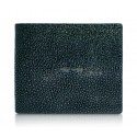 Ammoment - Stingray in Glitter Metallic Green - Leather Bifold Wallet with Center Flap