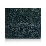 Ammoment - Stingray in Glitter Metallic Green - Leather Bifold Wallet with Center Flap