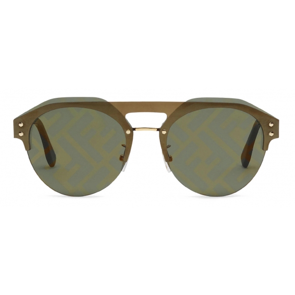 Fendi - Fendi Technicolor - Occhiali da Sole Pilota - Oro Verde - Occhiali da Sole - Fendi Eyewear