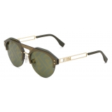 Fendi - Fendi Technicolor - Occhiali da Sole Pilota - Oro Verde - Occhiali da Sole - Fendi Eyewear