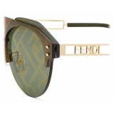 Fendi - Fendi Technicolor - Occhiali da Sole Pilota - Oro Verde - Occhiali da Sole - Fendi Eyewear