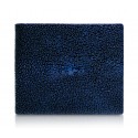 Ammoment - Stingray in Glitter Metallic Blue - Leather Bifold Wallet with Center Flap