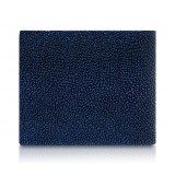Ammoment - Razza in Glitter Blu Metallico - Portafoglio Bi-Fold in Pelle con Flap Centrale