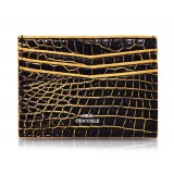 Ammoment - Nile Crocodile in Crack Black and Gold - Leather Credit Card Holder