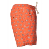 MC2 Saint Barth - Boxer Swimsuit in Zebra Pattern - Orange - Luxury Exclusive Collection