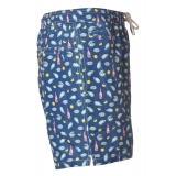 MC2 Saint Barth - Boxer Swimsuit in Oyster and Champagne Pattern - Blue - Luxury Exclusive Collection