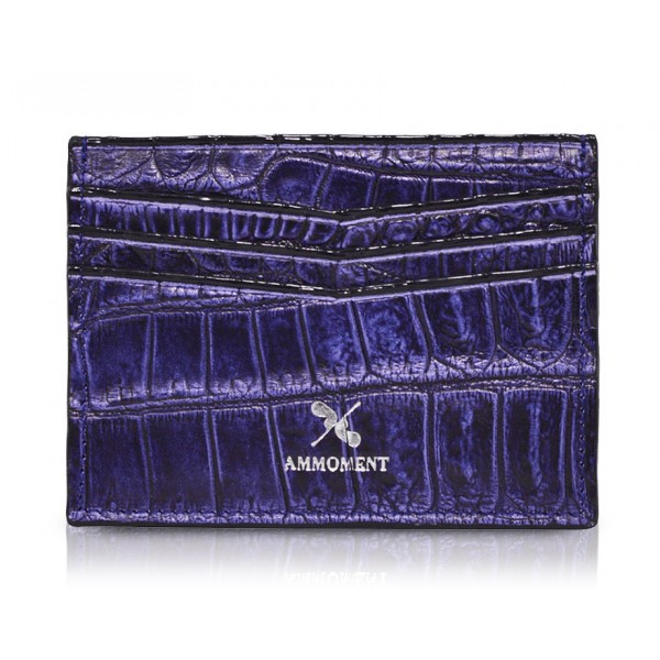 Ammoment - Nile Crocodile in Antique Navy - Leather Credit Card Holder