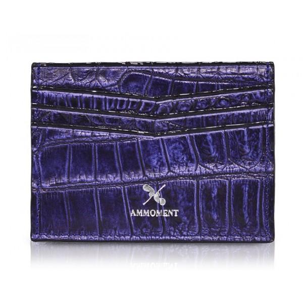 Ammoment - Nile Crocodile in Antique Navy - Leather Credit Card Holder ...
