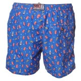 MC2 Saint Barth - Boxer Swimsuit in CocaCola and Pizza Pattern - Blue - Luxury Exclusive Collection