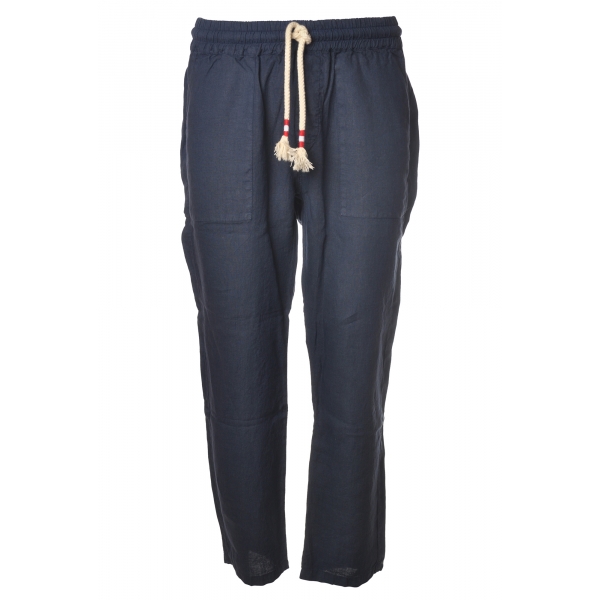 MC2 Saint Barth - Jogger Trouser in Linen - Blue - Luxury Exclusive Collection