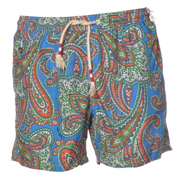 MC2 Saint Barth - Swimsuit in Multicolor Cashmere Pattern - Light Blue - Luxury Exclusive Collection