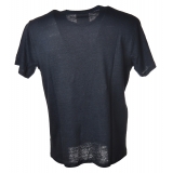 MC2 Saint Barth - T-Shirt in Linen with Pocket - Blue - Luxury Exclusive Collection