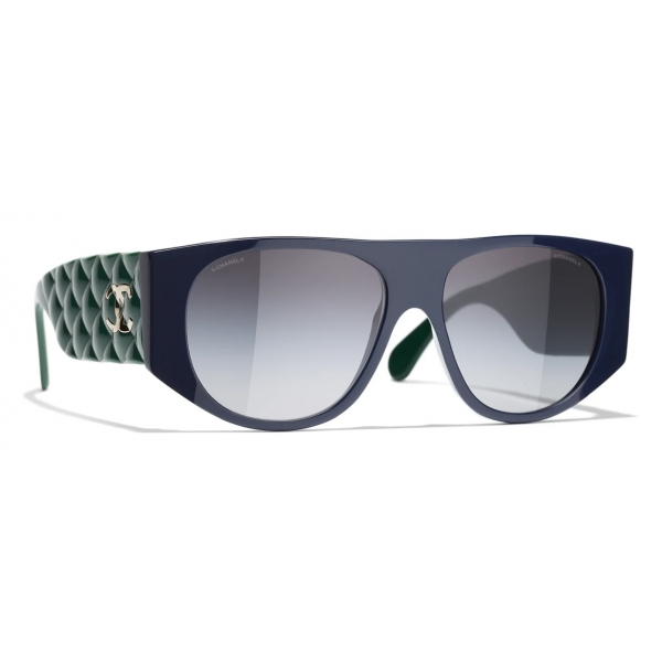 Chanel - Occhiali da Sole Pilota - Verde Blu Grigio - Chanel Eyewear