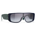 Chanel - Shield Sunglasses - Green Blue Gray - Chanel Eyewear