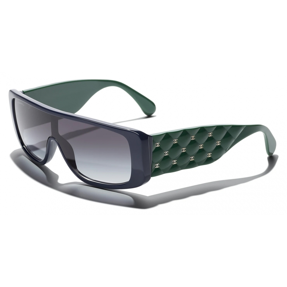 Chanel - Shield Sunglasses - Green Blue Gray - Chanel Eyewear - Avvenice