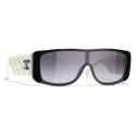 Chanel - Shield Sunglasses - White Black Gray - Chanel Eyewear