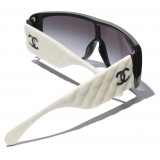 Chanel - Shield Sunglasses - White Black Gray - Chanel Eyewear