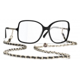 Chanel - Occhiali da Sole Quadrati - Nero Oro Blu - Chanel Eyewear