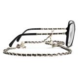 Chanel - Occhiali da Sole Quadrati - Nero Oro Blu - Chanel Eyewear