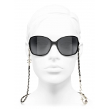 Chanel - Occhiali da Sole Quadrati - Nero Oro Grigio - Chanel Eyewear