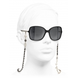 Chanel - Occhiali da Sole Quadrati - Nero Oro Grigio - Chanel Eyewear