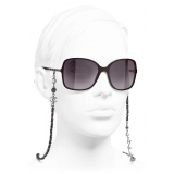 Chanel - Occhiali da Sole Quadrati - Bordeaux Argento Scuro Viola - Chanel Eyewear