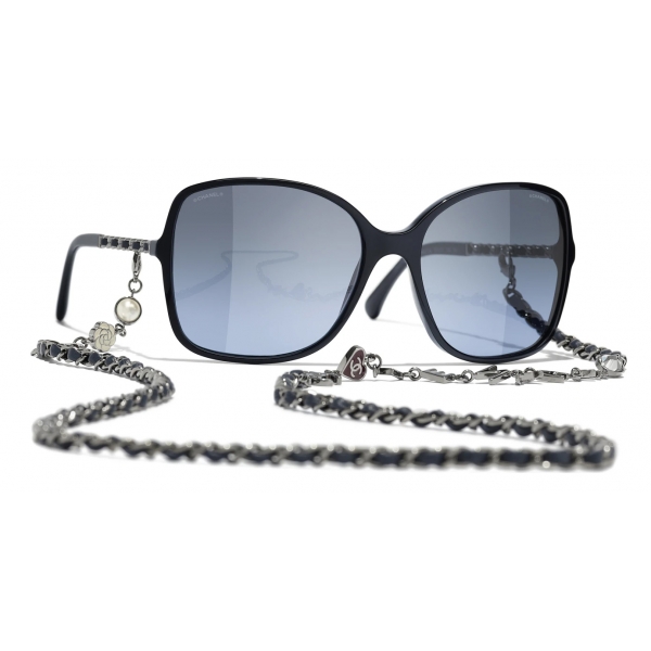 Chanel - Square Sunglasses - Blue Dark Silver - Chanel Eyewear