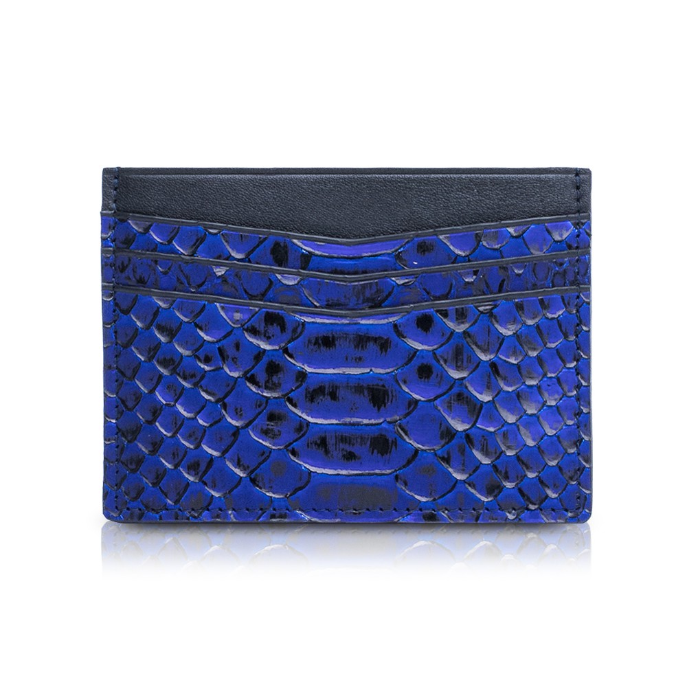 Ammoment - Python in NYX Blue - Leather Credit Card Holder - Avvenice