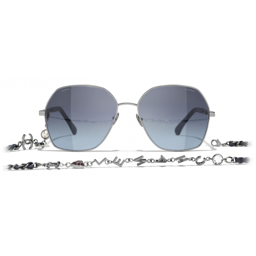 Chanel - Square Sunglasses - Dark Silver Blue - Chanel Eyewear - Avvenice