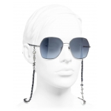 Chanel - Occhiali da Sole Quadrati - Argento Scuro Blu - Chanel Eyewear