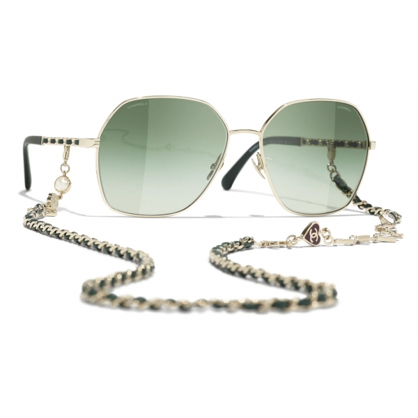 Chanel - Occhiali da Sole Quadrati - Oro Verde - Chanel Eyewear