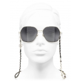 Chanel - Occhiali da Sole Quadrati - Oro Nero Grigio - Chanel Eyewear