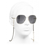 Chanel - Occhiali da Sole Quadrati - Oro Nero Grigio - Chanel Eyewear