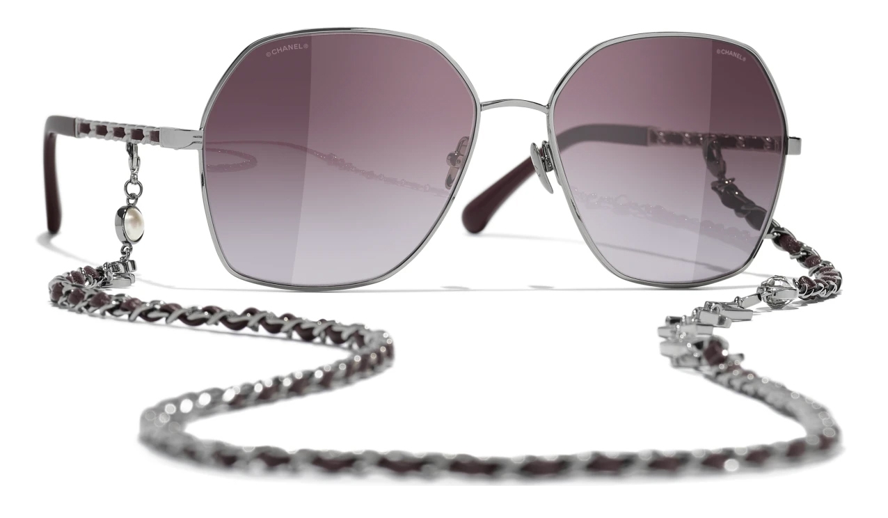 Chanel - Square Sunglasses - Dark Silver Burgundy Purple - Chanel Eyewear -  Avvenice