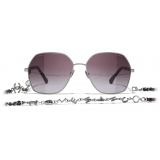 Chanel - Square Sunglasses - Dark Silver Burgundy Purple - Chanel Eyewear