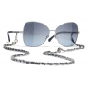 Chanel - Occhiali da Sole a Farfalla - Argento Scuro Blu - Chanel Eyewear