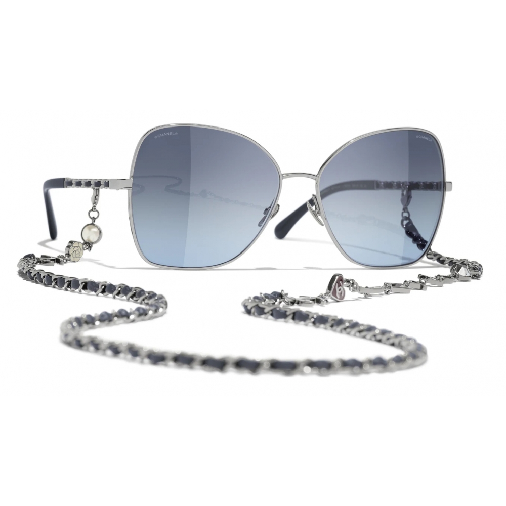 Chanel - Butterfly Sunglasses - Dark Silver Blue - Chanel Eyewear - Avvenice