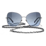 Chanel - Occhiali da Sole a Farfalla - Argento Scuro Blu - Chanel Eyewear