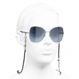 Chanel - Occhiali da Sole a Farfalla - Argento Scuro Blu - Chanel Eyewear