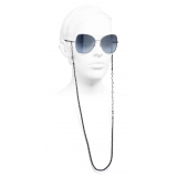 Chanel - Occhiali da Sole a Farfalla - Argento Scuro Blu - Chanel Eyewear