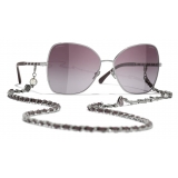 Chanel - Butterfly Sunglasses - Dark Silver Burgundy - Chanel Eyewear