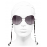 Chanel - Occhiali da Sole a Farfalla - Argento Scuro Borgogna - Chanel Eyewear