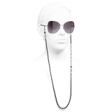 Chanel - Occhiali da Sole a Farfalla - Argento Scuro Borgogna - Chanel Eyewear