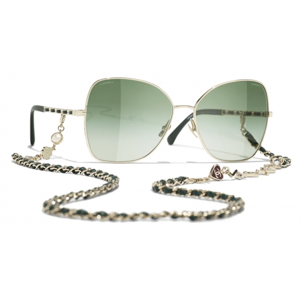 CHANEL Butterfly Sunglasses CH4258B Gold/Black Gradient at John Lewis &  Partners