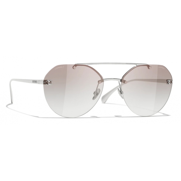 Chanel - Pilot Sunglasses - Silver White Gold - Chanel Eyewear - Avvenice