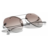 Chanel - Pilot Sunglasses - Silver Brown - Chanel Eyewear