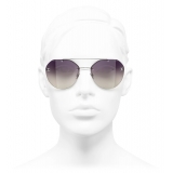 Chanel - Occhiali da Sole Pilota - Argento Viola - Chanel Eyewear