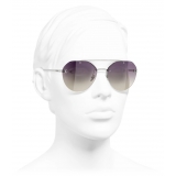 Chanel - Occhiali da Sole Pilota - Argento Viola - Chanel Eyewear
