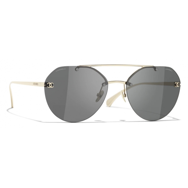 Chanel - Pilot Sunglasses - Gold Gray - Chanel Eyewear