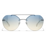 Chanel - Pilot Sunglasses - Dark Silver Light Blue - Chanel Eyewear